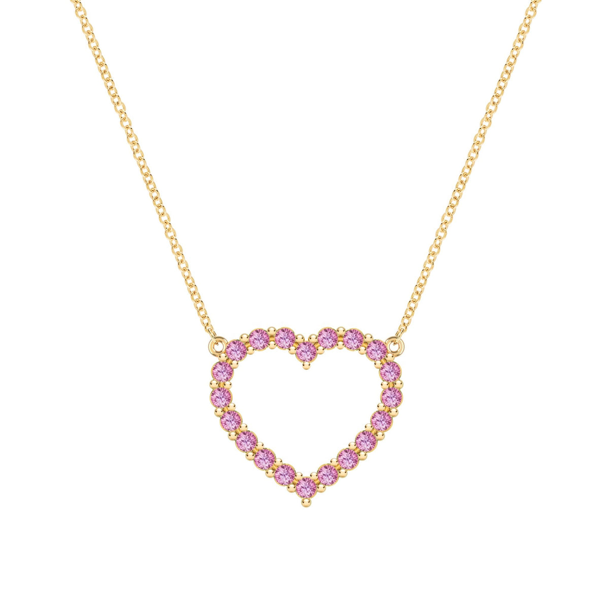 Rosecliff Heart Pink Sapphire Necklace in 14k Gold (October)