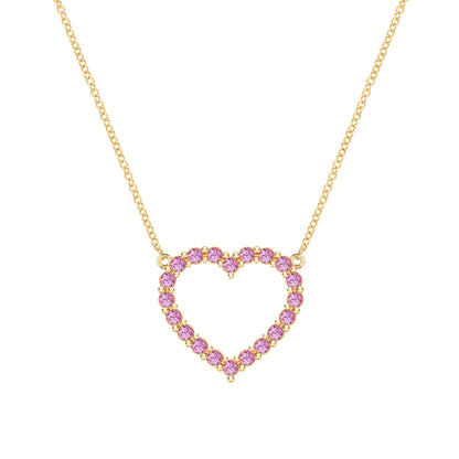 Rosecliff Heart Pink Sapphire Necklace in 14k Gold (October)