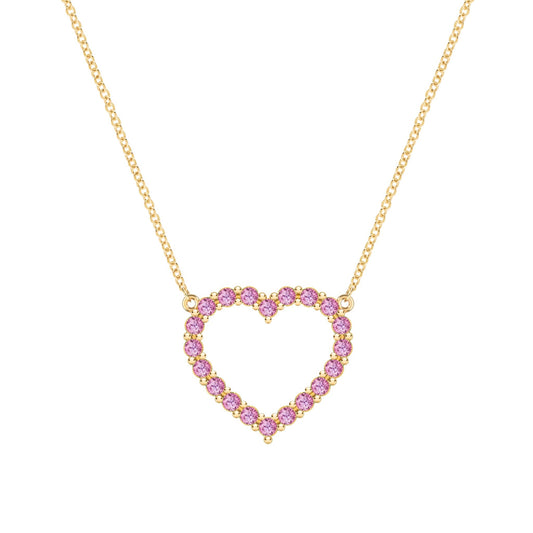 Rosecliff Heart Pink Sapphire Necklace in 14k Gold (October)