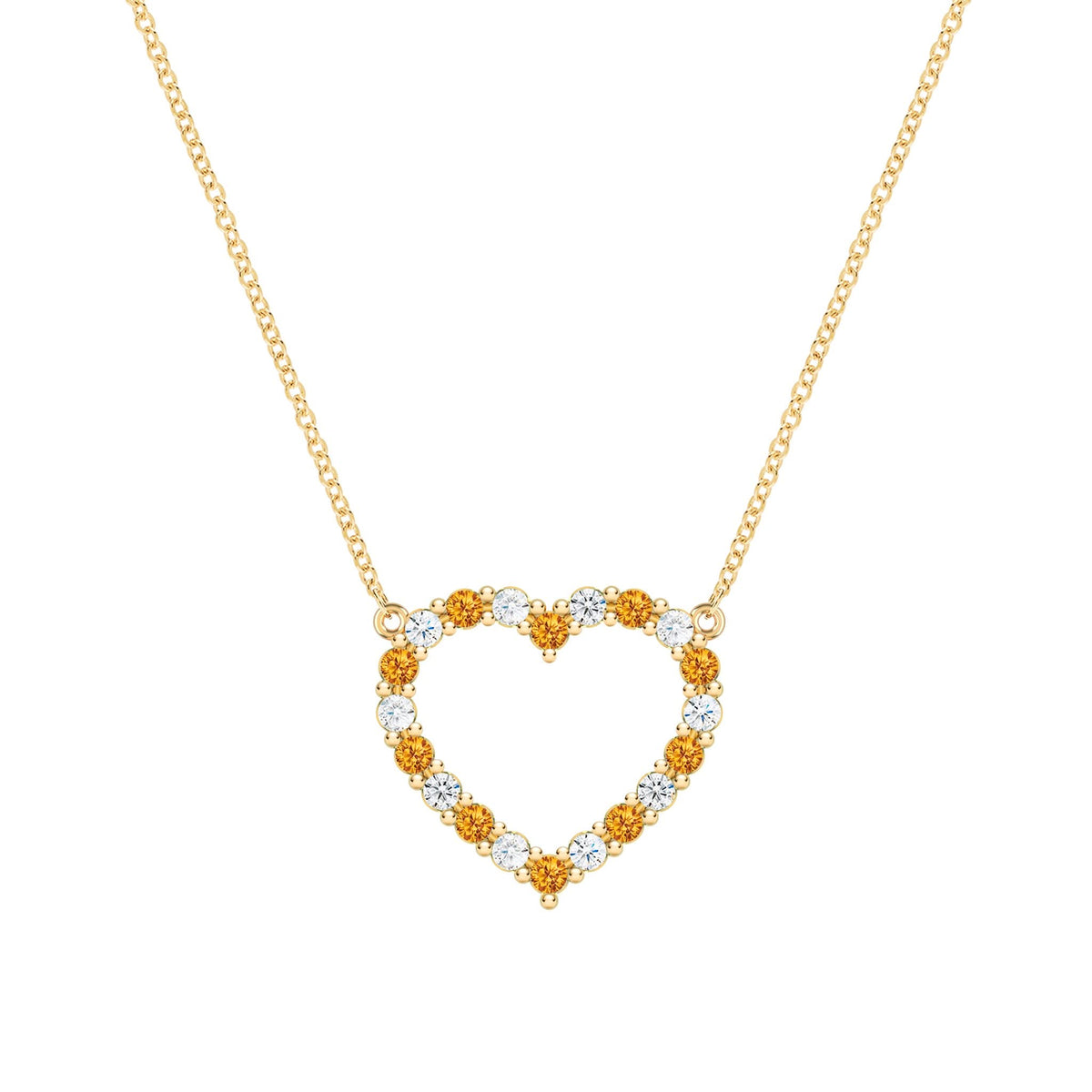 Rosecliff Heart Diamond & Citrine Necklace in 14k Gold (November)