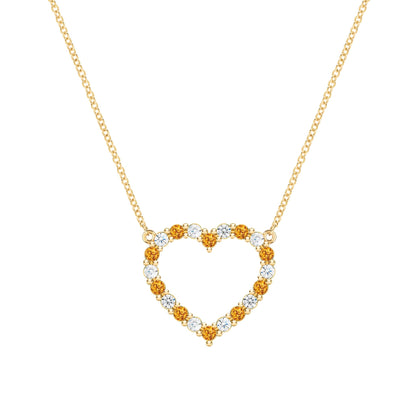 Rosecliff Heart Diamond & Citrine Necklace in 14k Gold (November)