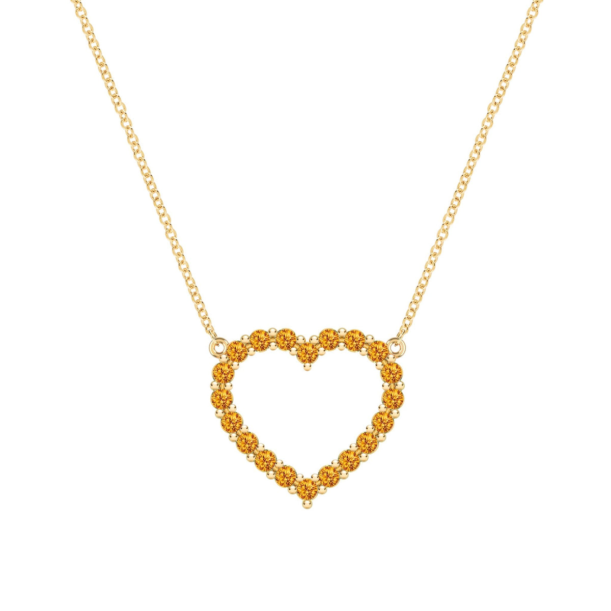Rosecliff Heart Citrine Necklace in 14k Gold (November)