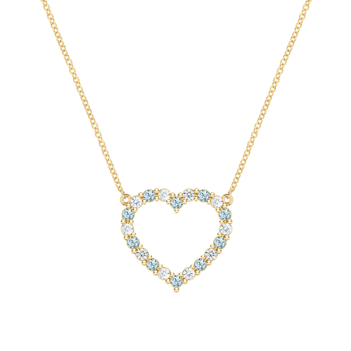 Rosecliff Heart Diamond & Nantucket Blue Topaz Necklace in 14k Gold (December)