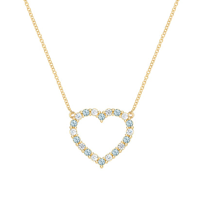 Rosecliff Heart Diamond & Nantucket Blue Topaz Necklace in 14k Gold (December)