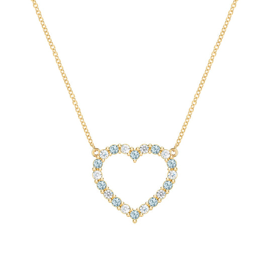 Rosecliff Heart Diamond & Nantucket Blue Topaz Necklace in 14k Gold (December)
