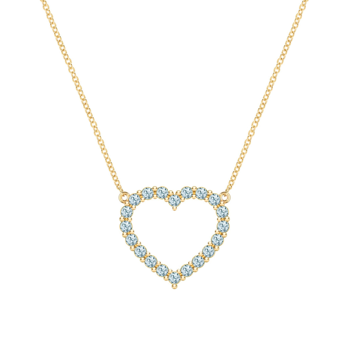 Rosecliff Heart Nantucket Blue Topaz Necklace in 14k Gold (December)
