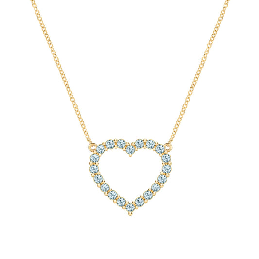 Rosecliff Heart Nantucket Blue Topaz Necklace in 14k Gold (December)