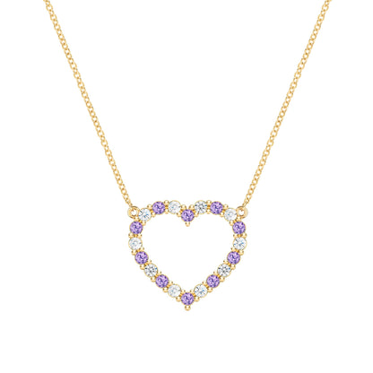 Rosecliff Heart Diamond & Amethyst Necklace in 14k Gold (February)
