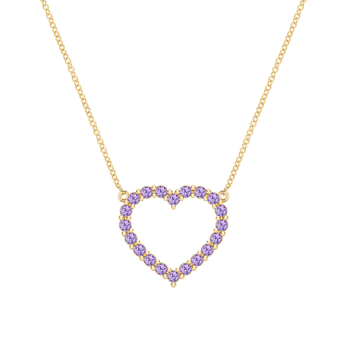 Rosecliff Heart Amethyst Necklace in 14k Gold (February)