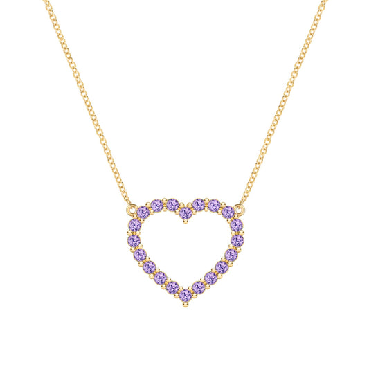 Rosecliff Heart Amethyst Necklace in 14k Gold (February)