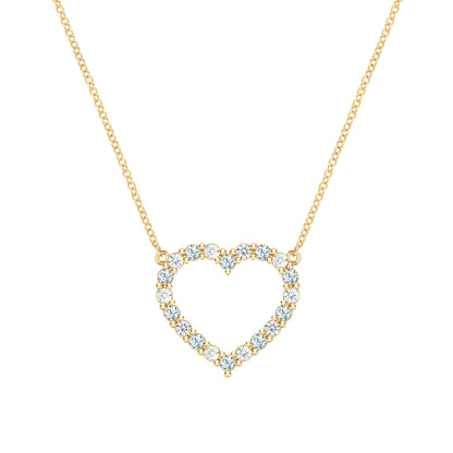 Rosecliff Heart Diamond & Aquamarine Necklace in 14k Gold (March)