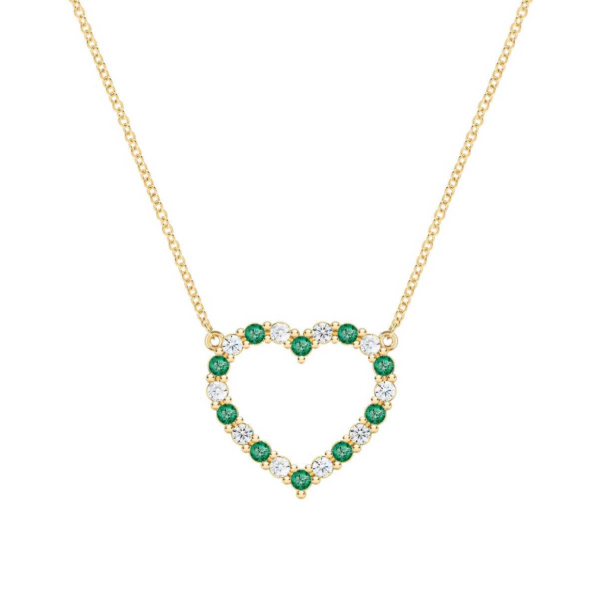 Rosecliff Heart Diamond & Emerald Necklace in 14k Gold (May)