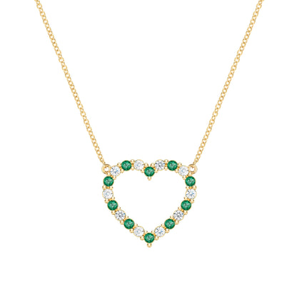 Rosecliff Heart Diamond & Emerald Necklace in 14k Gold (May)