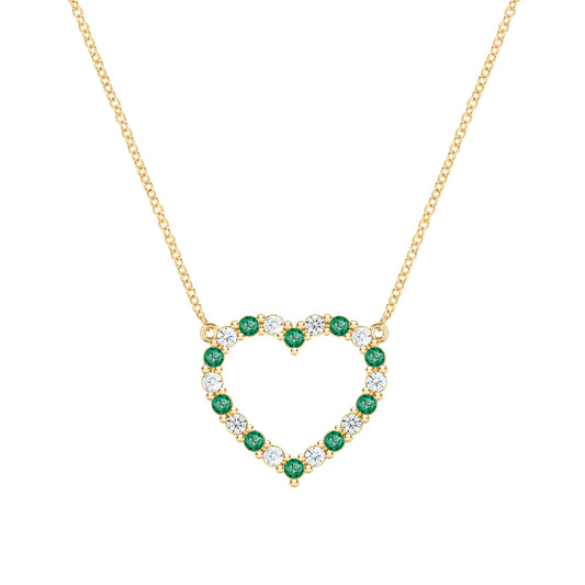 Rosecliff Heart Diamond & Emerald Necklace in 14k Gold (May)