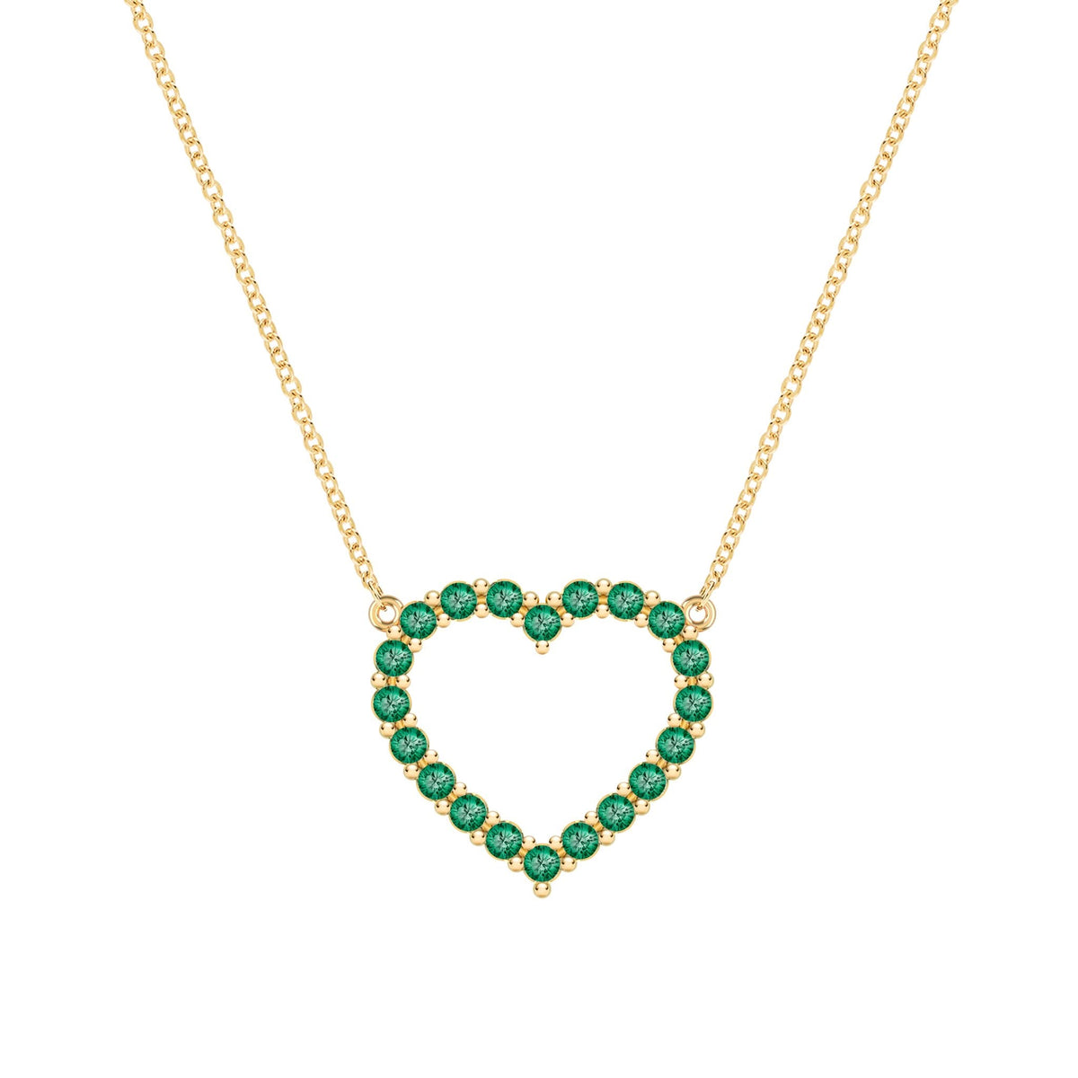 Rosecliff Heart Emerald Necklace in 14k Gold (May)
