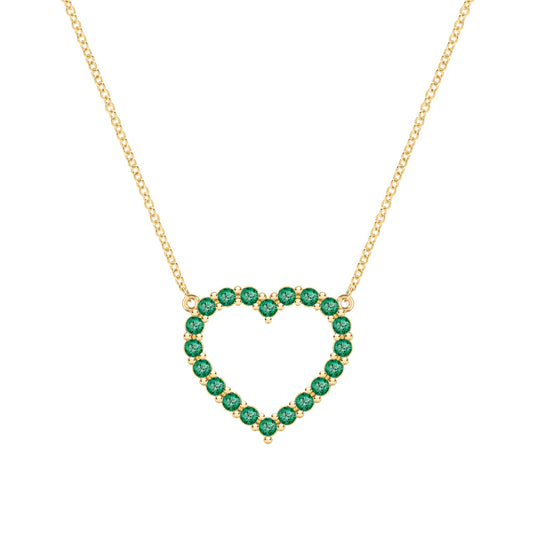 Rosecliff Heart Emerald Necklace in 14k Gold (May)