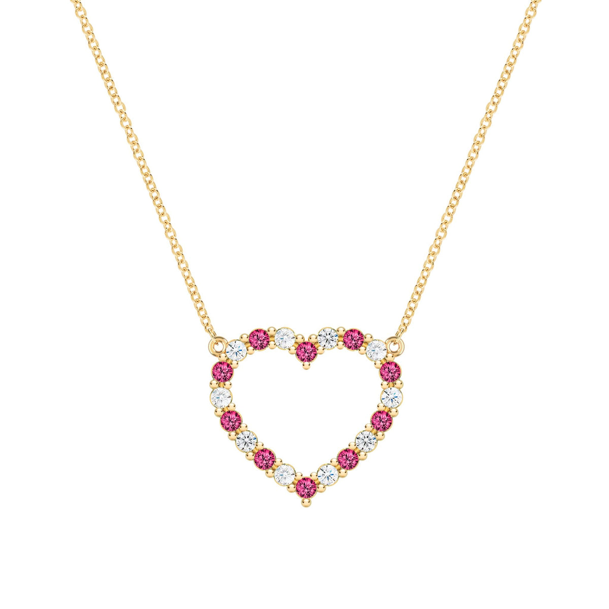 Rosecliff Heart Diamond & Ruby Necklace in 14k Gold (July)