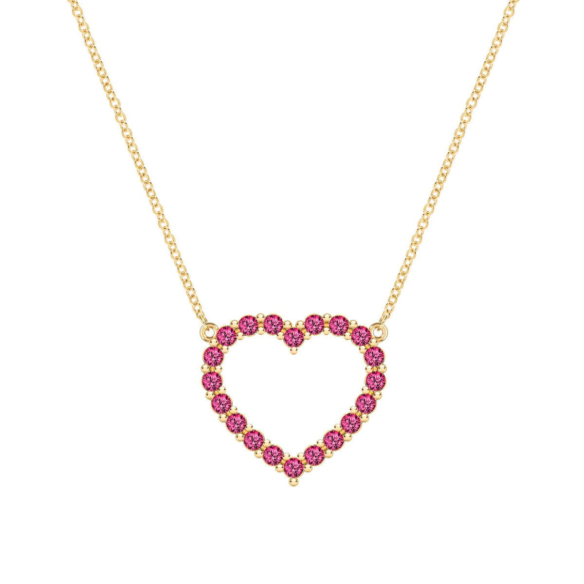 Rosecliff Heart Ruby Necklace in 14k Gold (July)