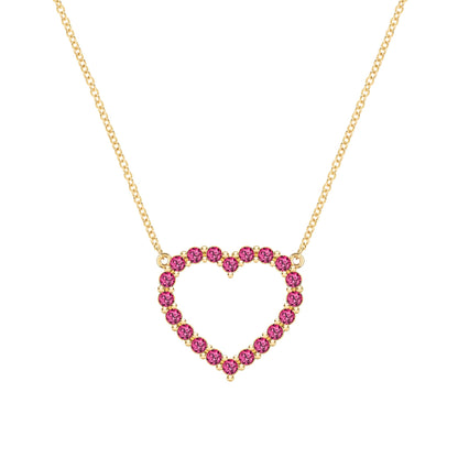 Rosecliff Heart Ruby Necklace in 14k Gold (July)