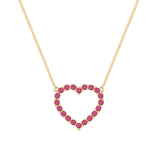 Rosecliff Heart Ruby Necklace in 14k Gold (July)