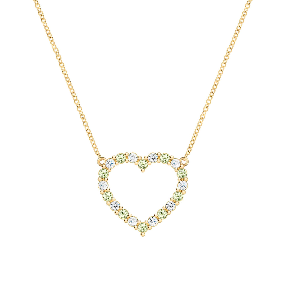 Rosecliff Heart Diamond & Peridot Necklace in 14k Gold (August)