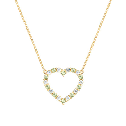 Rosecliff Heart Diamond & Peridot Necklace in 14k Gold (August)