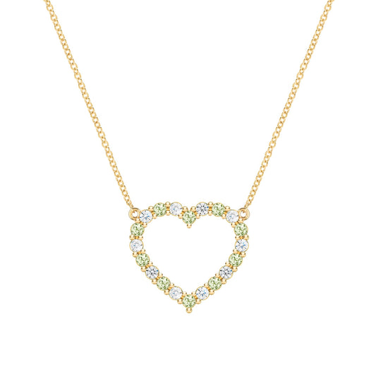 Rosecliff Heart Diamond & Peridot Necklace in 14k Gold (August)