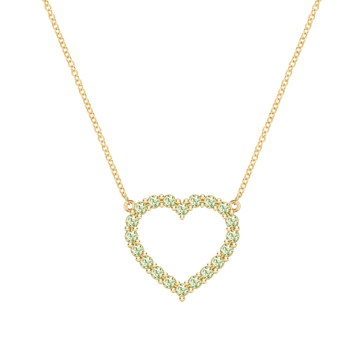 Rosecliff Heart Peridot Necklace in 14k Gold (August)