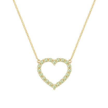 Rosecliff Heart Peridot Necklace in 14k Gold (August)