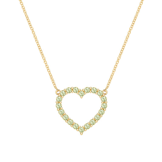 Rosecliff Heart Peridot Necklace in 14k Gold (August)