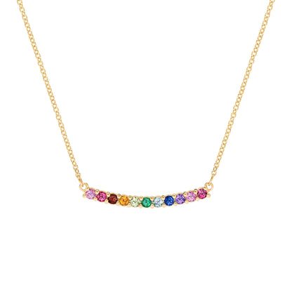 Rainbow Rosecliff Bar Necklace in 14k Gold