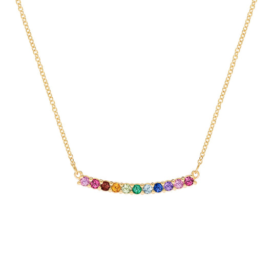 Rainbow Rosecliff Bar Necklace in 14k Gold
