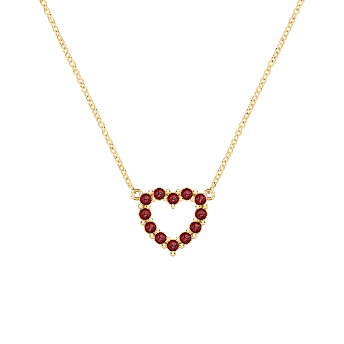 Rosecliff Small Heart Garnet Necklace in 14k Gold (January)
