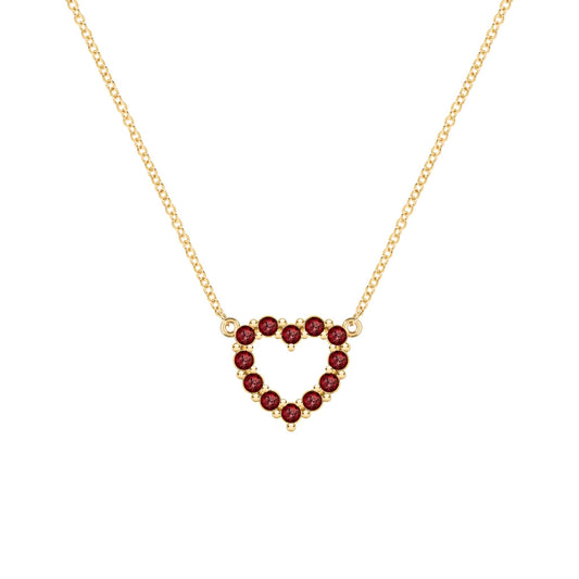 Rosecliff Small Heart Garnet Necklace in 14k Gold (January)
