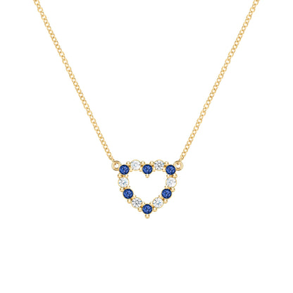 Rosecliff Small Heart Diamond & Sapphire Necklace in 14k Gold (September)