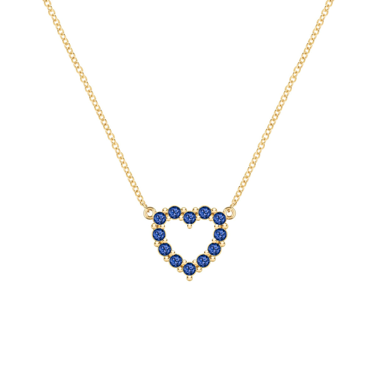 Rosecliff Small Heart Sapphire Necklace in 14k Gold (September)
