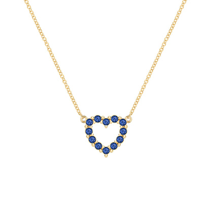 Rosecliff Small Heart Sapphire Necklace in 14k Gold (September)