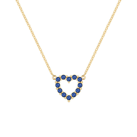 Rosecliff Small Heart Sapphire Necklace in 14k Gold (September)