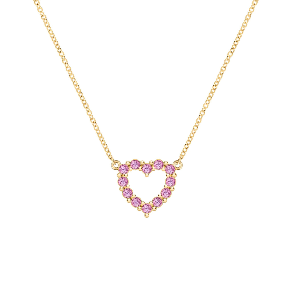 Rosecliff Small Heart Pink Sapphire Necklace in 14k Gold (October)
