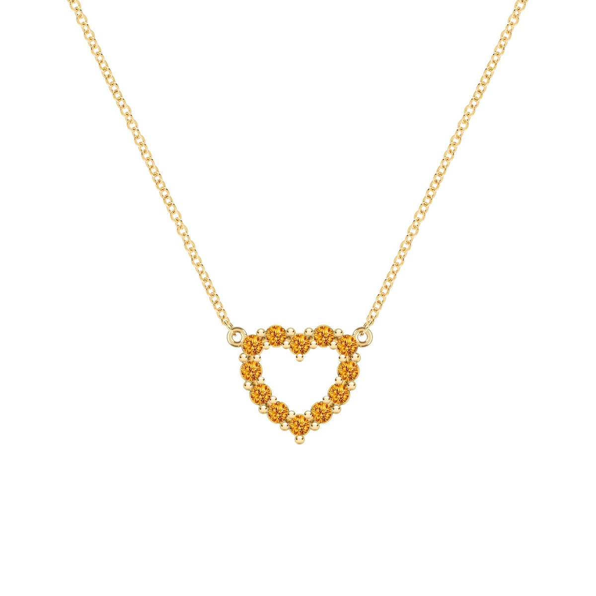 Rosecliff Small Heart Citrine Necklace in 14k Gold (November)