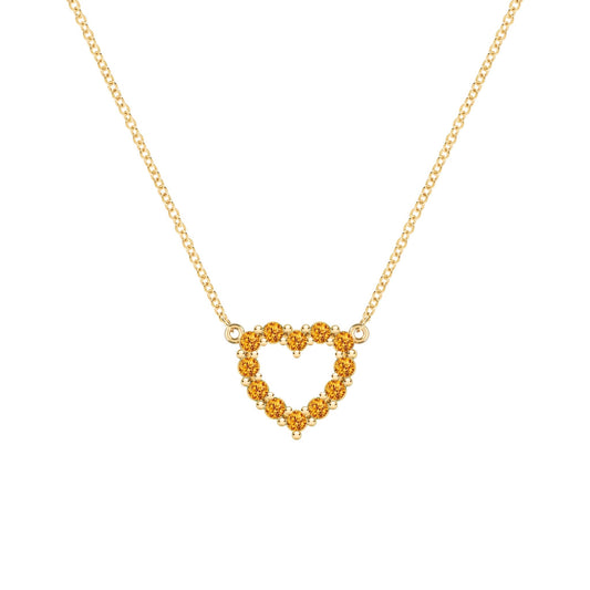 Rosecliff Small Heart Citrine Necklace in 14k Gold (November)