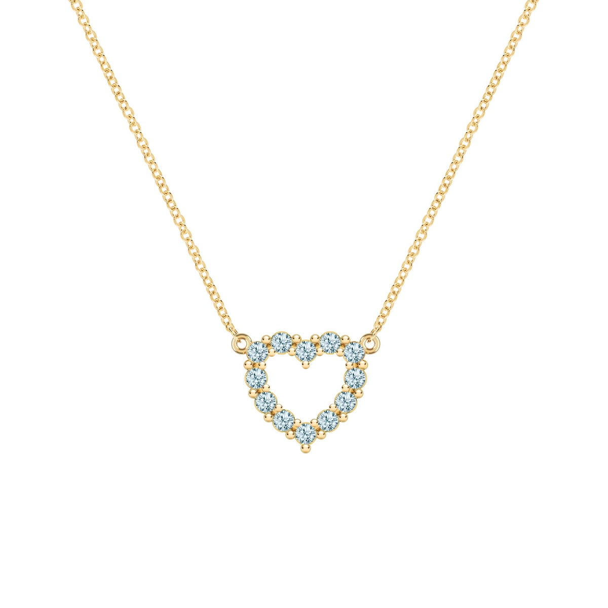 Rosecliff Small Heart Nantucket Blue Topaz Necklace in 14k Gold (December)