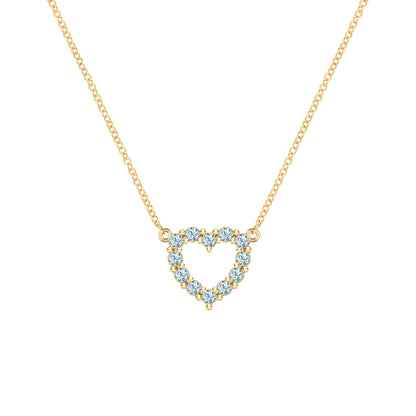 Rosecliff Small Heart Nantucket Blue Topaz Necklace in 14k Gold (December)