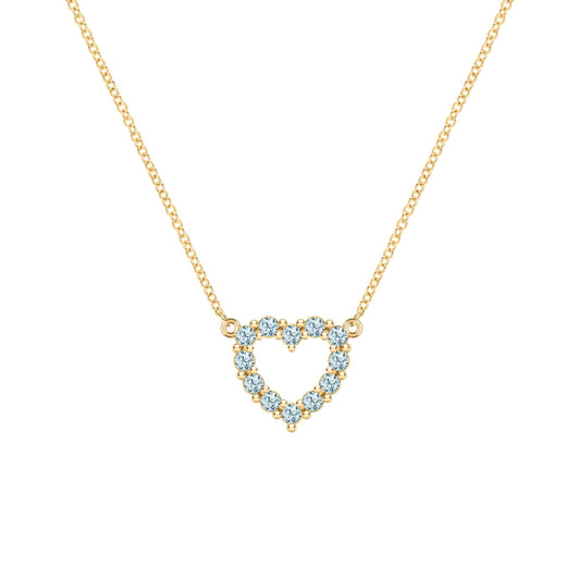 Rosecliff Small Heart Nantucket Blue Topaz Necklace in 14k Gold (December)