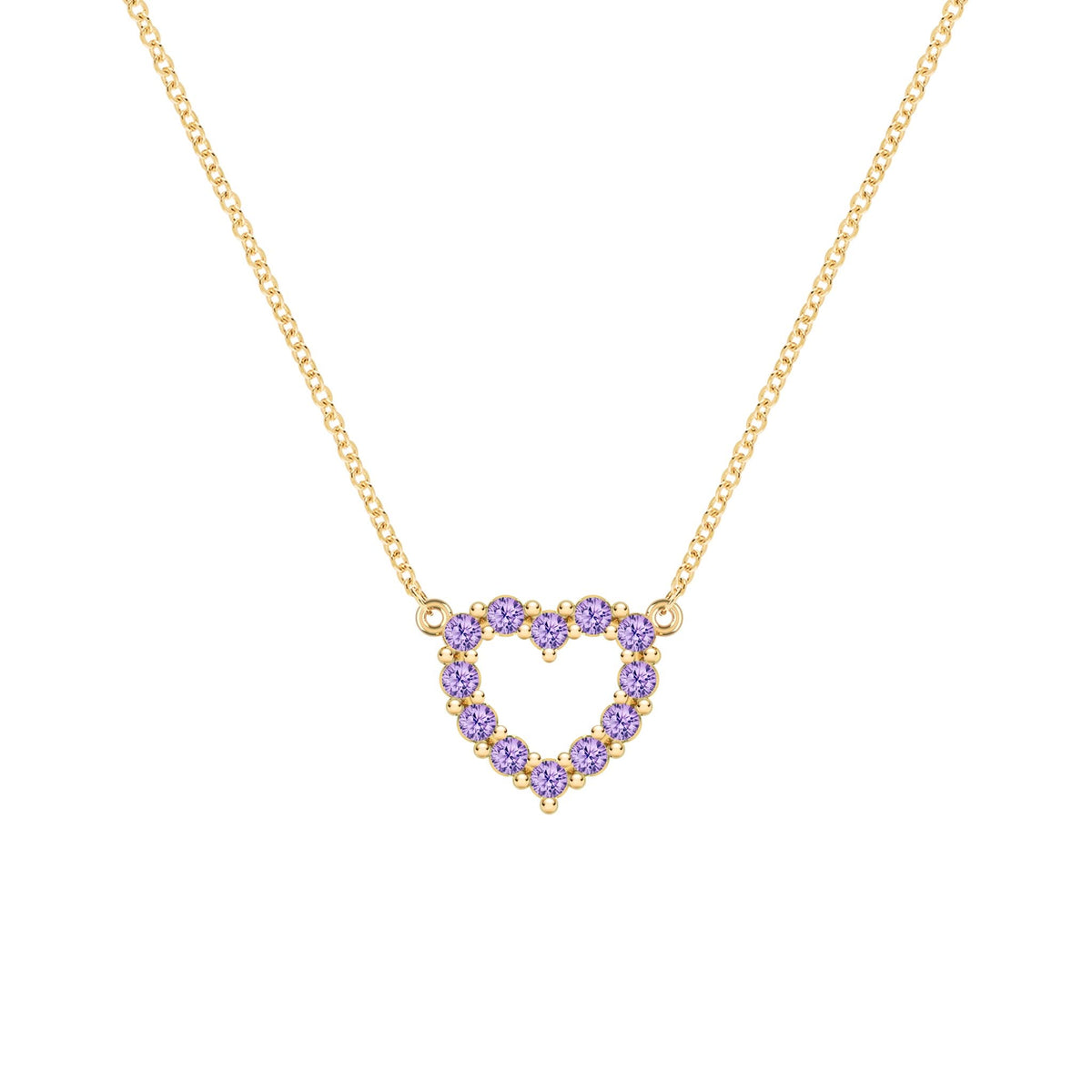 Rosecliff Small Heart Amethyst Necklace in 14k Gold (February)