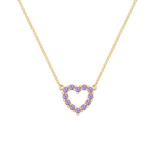Rosecliff Small Heart Amethyst Necklace in 14k Gold (February)