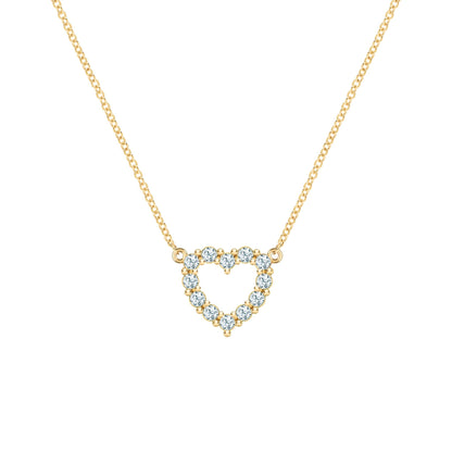 Rosecliff Small Heart Aquamarine Necklace in 14k Gold (March)