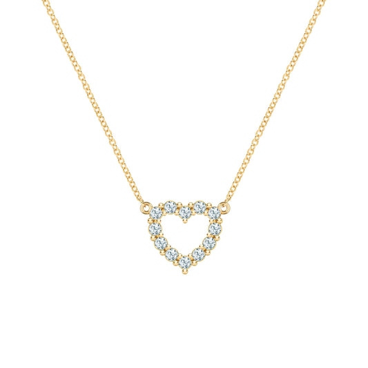 Rosecliff Small Heart Aquamarine Necklace in 14k Gold (March)
