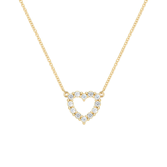 Rosecliff Small Heart Diamond Necklace in 14k Gold (April)