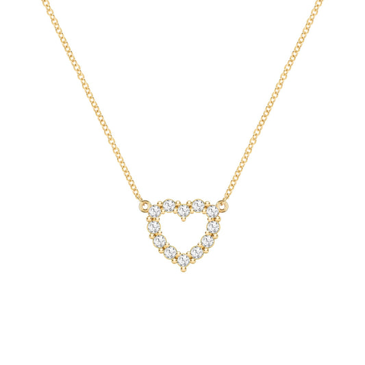 Rosecliff Small Heart White Topaz Necklace in 14k Gold (April)